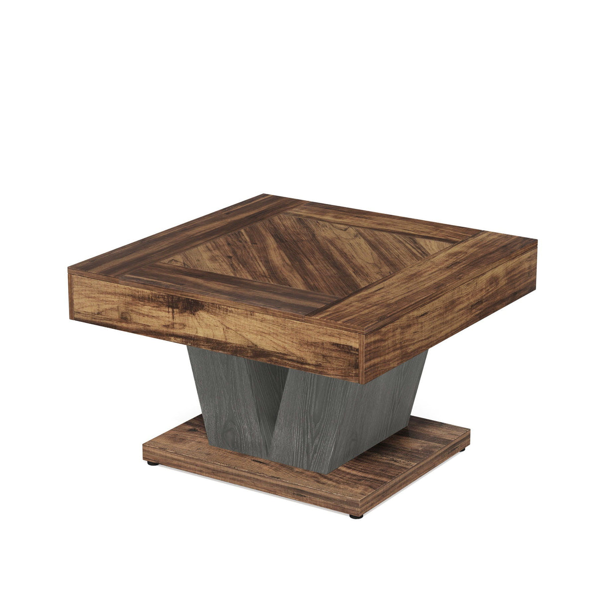 Square Coffee Table With Crisscross Base - Brown / Black, photo 9 of 13