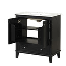 30" Bathroom Vanity With Sink Combo, Multi Functional Bathroom Cabinet With Doors And Drawer - Black by HouseOfZazla