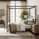 Queen Canopy Bed Frame With Upholstered Headboard - Brown by HouseOfZazla