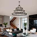3 Tiers Wagon Wheel Chandelier - 54-Light Matte Black Metal by HouseOfZazla