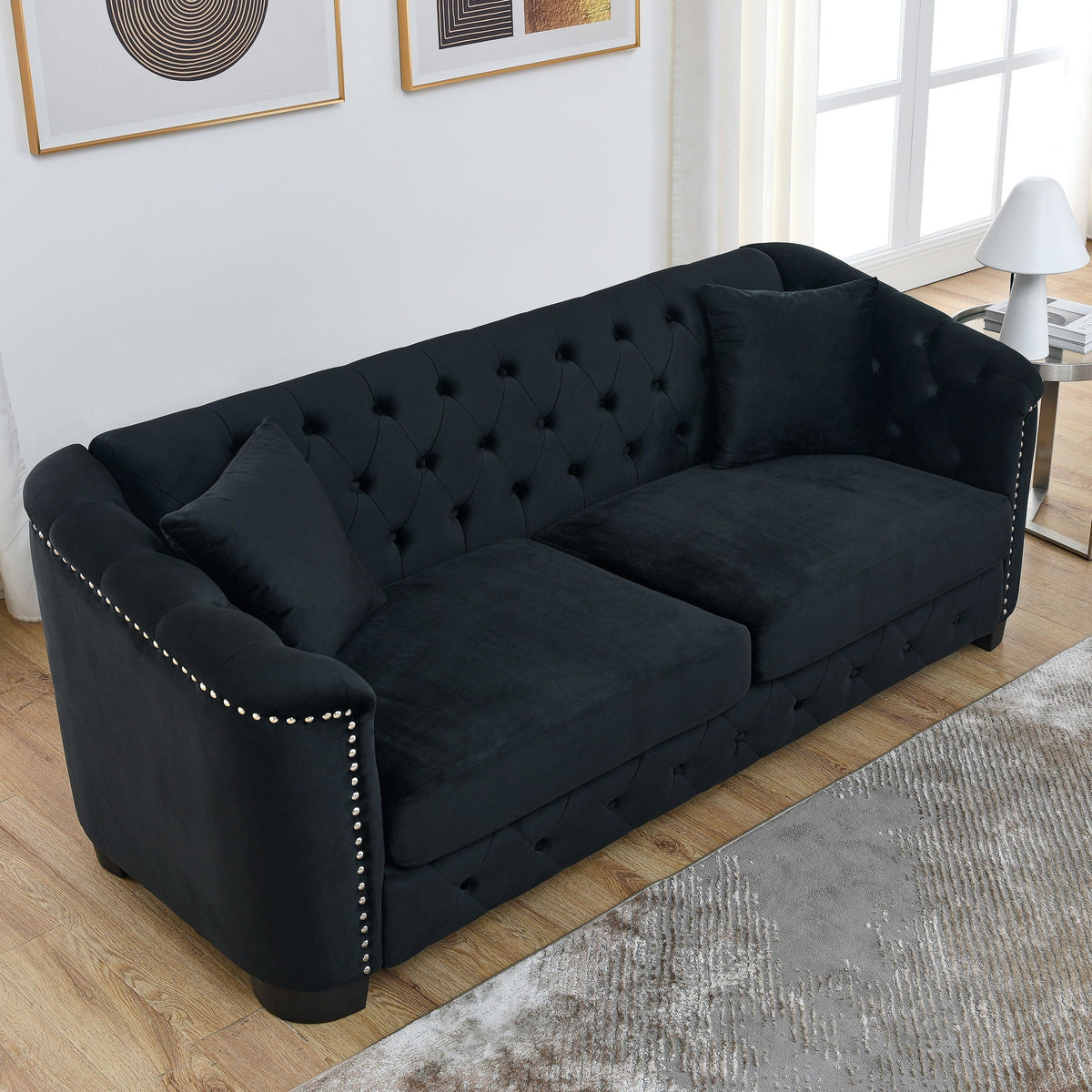 Modern Chesterfield Sofa With Tufted Backrest For Living Room, photo 25 of 36