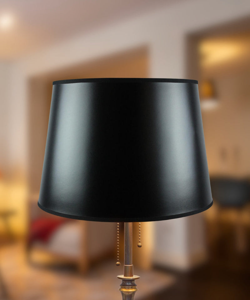 16"W x 11"H Black Parchment Gold-Lined Floor Lampshade