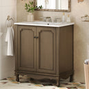 Vintage Bathroom Vanity With Ceramic Sink, Adjustable Shelves by HouseOfZazla