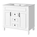 Bathroom Vanity With Top Sink, Basin On Cabinet With 2 Soft Closing Doors And 2 Drawers