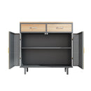 31.5" Wide 2 Drawer Sideboard, Modern Furniture Decor, Made with Iron + Carbonized Bamboo, Easy Assembly