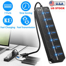 USB3.0 Hub Splitter 7Ports High Speed 5Gbps USB Data Expander with Separate ON OFF Switch for PC Computer