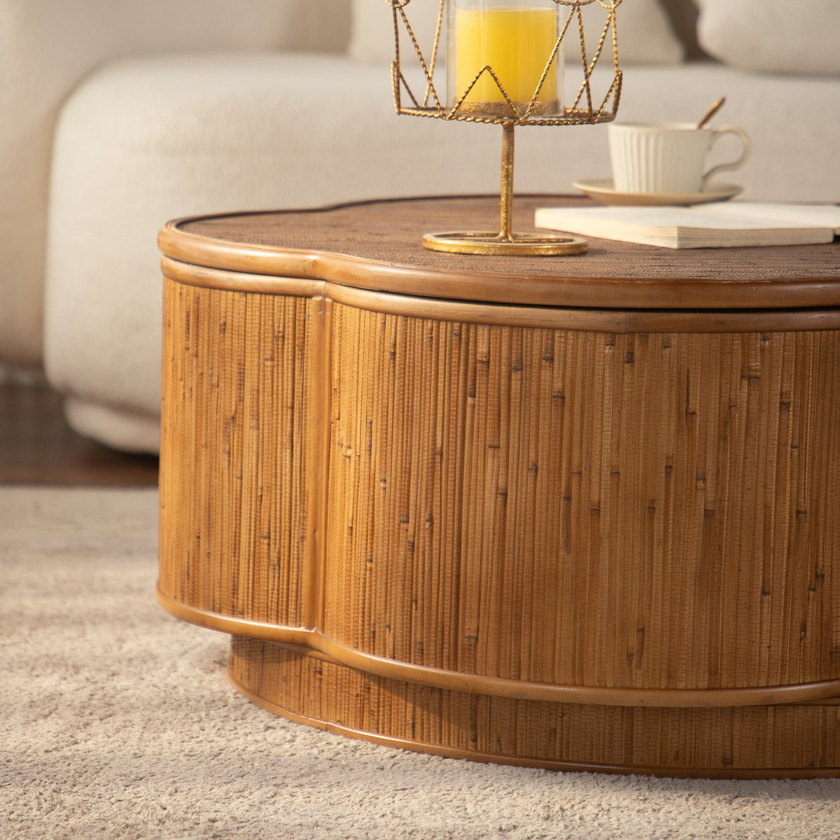 Flower-Shaped Rattan Coffee Table with Storage, photo 8 of 10
