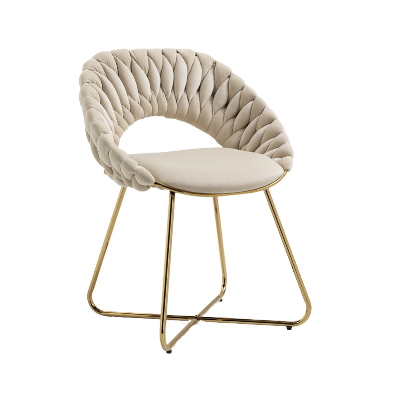 Accent Chairs Set of 2, Velvet Side Chairs with Gold Legs, Mid-Century Upholstered Dining Chairs for Living Room, Kitchen, Bedroom, Beauty Room