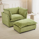 Modern Cozy Upholstered Armchair Sofa With Movable Ottoman by HouseOfZazla