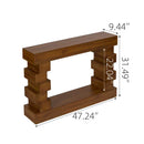 Geometric Block Stacked Wood Console Table
