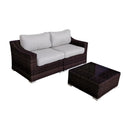 Wicker 2 Person Conversation Set, Durable Outdoor Seating With Cushions Mix - Brown Mix by HouseOfZazla