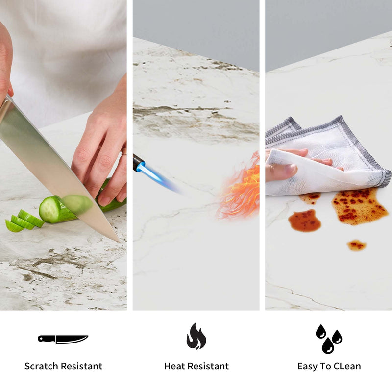 Dining Table with Sintered Stone Tabletop and Metal Legs, 70' Rectangular Modern Kitchen & Dining Room Table