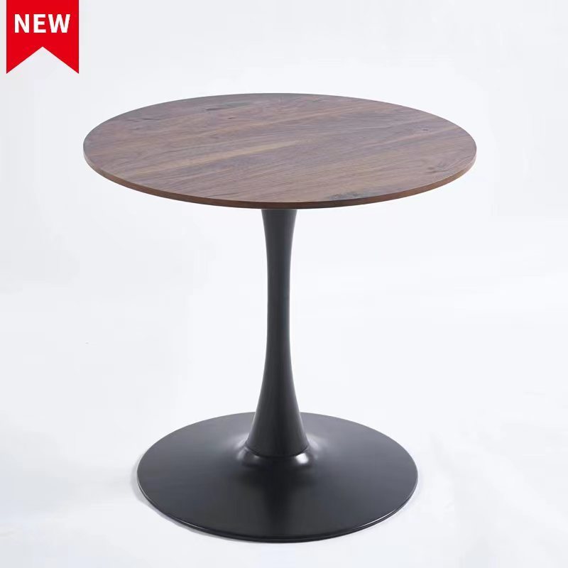 31.5"BLACK AND WALNUT Tulip Table Mid-century Dining Table for 2-4 people With Round Mdf Table Top, Pedestal Dining Table, End Table Leisure Coffee Table