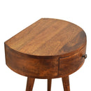 Solid Wood Chestnut Semi Circle Nightstand, 1-Drawer, Nordic Legs