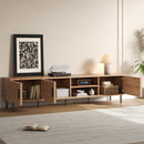 78" TV Stand For TVs Up To 85" With Closed Storage, Living Room Entertainment Center - Natural Wood by HouseOfZazla