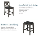 5 Pieces Counter Height Rustic Farmhouse Dining Room Wooden Bar Table Set With 2 Stools And 2 Chairs