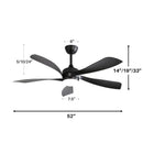 Ceiling Fan With 3-Color Dimmable LED Light and Remote Control - Black by HouseOfZazla