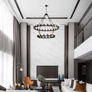 36-Lights 2-Level Matte Black Wagon Wheel Chandelier (24+12)