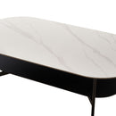 Contemporary Coffee Table Sintered Stone Surface With Ceramic Finish Double Layer Design Base Matte Shelf Modern Living Room Center Table - White / Gray by HouseOfZazla