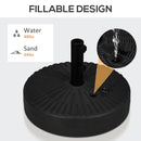 64 lbs. Fillable Umbrella Base with Steel Umbrella Holder, Round Umbrella Stand for 1.5" or 2" Umbrella Poles, Heavy Duty for Outdoor, Lawn, Deck, Poolside, Black