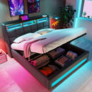Upholstered Platform Bed With A Hydraulic Storage System, LED And USB Charging (Without Mattress) by Unique Piece Furniture