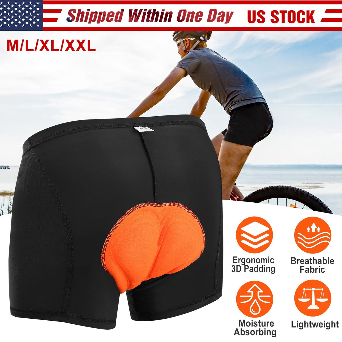 Men\'s Cycling Underwear Shorts 3D Padded Bike Underwear Shorts Breathable Moisture Absorbing Quick Dry, photo 6 of 8
