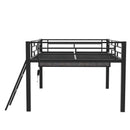 Gaming - Full Size Loft Bed With Desk, LED - Black