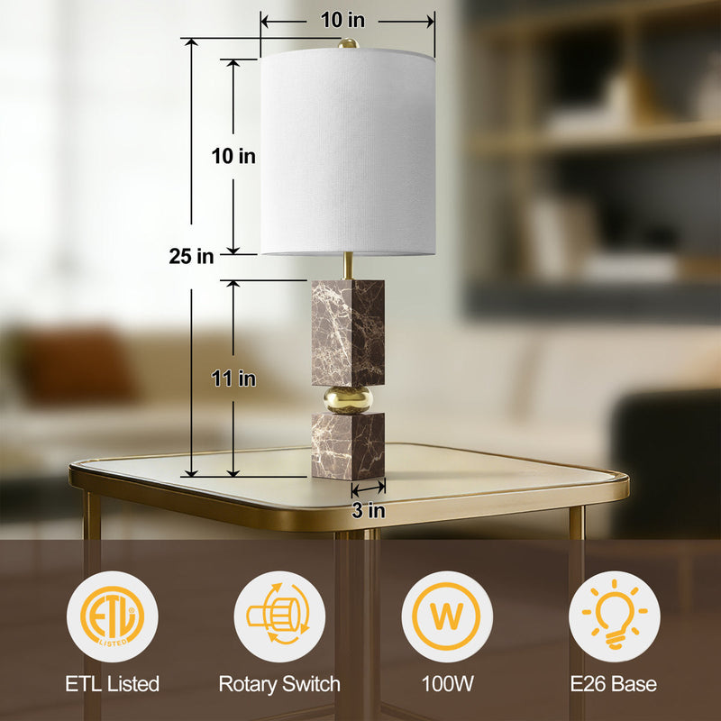 Modern Marble Table Lamp, 25-Inch, Pre-Assembled, Brown, photo 6 of 6