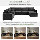 Modular 5 Seat U-Shape Sectional Sofa With Chaise Lounge, Built In Cup Holders And Storage Drawer