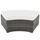 9-Piece Outdoor Patio Furniture Luxury Circular Outdoor Sofa Set Rattan Wicker Sectional Sofa Lounge Set with Tempered Glass Coffee Table, 6 Pillows,Beige