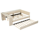 Upholstered Platform Bed With Storage Shelves, Desk, Charging Station And Trundle by HouseOfZazla
