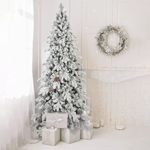 9 Ft Flocked PE/PVC Christmas Tree with 52