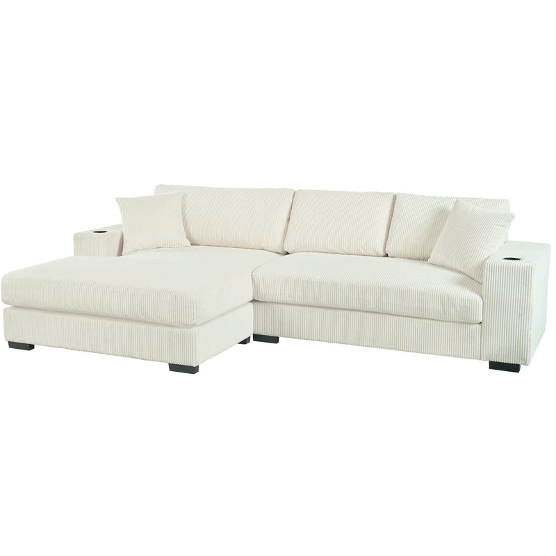 Mirod Large Sectional Sofa with Thick Cushions, and Built-in Cup Holders & Charging Ports