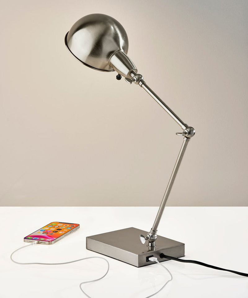 Adesso 21"H Swing Arm LED Desk Lamp Brushed Steel Metal Finish