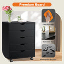 5 Drawer Chest - Storage Cabinets Dressers Wood Dresser Cabinet with Wheels Mobile Organizer Drawers for Office