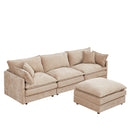 Modular L-Shaped Sectional Sofa Set with Movable Ottoman, Chenille, Coffee, 105 Inches