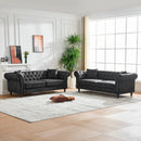 Chesterfield 3 And 3 Seater Sofa Set High Tech Fabric Roll Armrest Upholstered Couch by HouseOfZazla