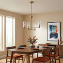 Enigma - 4 Lights Chandelier With Clear Ribbed Satin - Antique Brass / Clear / Gold by HouseOfZazla