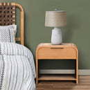 1 Drawer Waterfall Nightstand With Mid Century Design - Natural by HouseOfZazla