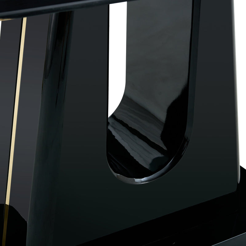 A modern, minimalist, and luxurious table. A black imitation marble tabletop with MDF U-shaped legs. Dining table, computer table. For restaurants and living rooms 63" x 35.4"x 30" F-U