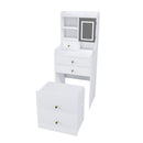 3 In 1 Dressing Table With LED Mirror & Storage Stool, Compact Makeup Vanity - White by Unique Piece Furniture
