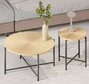 Radial - Pattern Coffee And End Table Set Waterproof Cover, Distressed Cylindrical Design (Set of 2) by HouseOfZazla