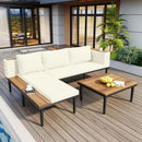 Luxury L-Shaped Acacia Wood Patio Furniture Set with Cushions by HouseOfZazla