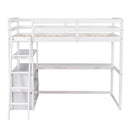 Modern Loft Bed With Built In Desk, Shelves, And 2 Drawers by HouseOfZazla