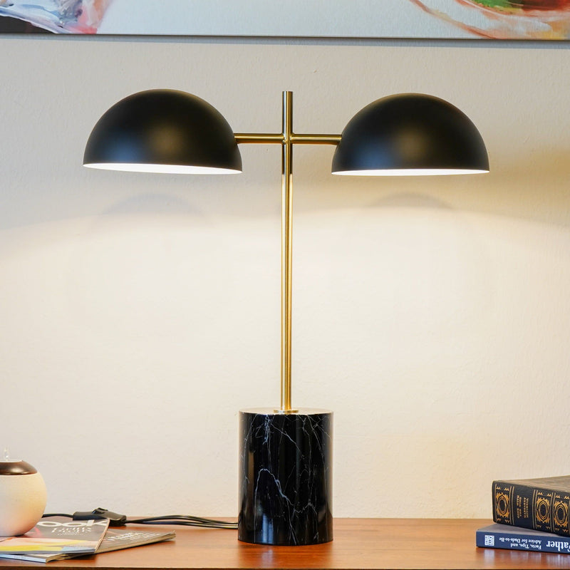 Nova - Hydro Table Lamp With On / Off Switch Double Lamp - Black / Gold / Marble, photo 7 of 11