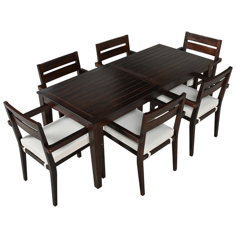Acacia Wood Outdoor Dining Table And Chairs Suitable For Patio, Balcony Or Backyard