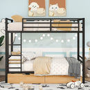 Full Size Convertible Bunk Bed With 2 Drawers Durable - Black by HouseOfZazla