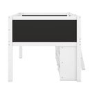 Low Loft Bed With Movable Shelves And Ladder, Decorative Chalkboard Guardrail