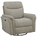 Adler Upholstered Power Swivel Glider Recliner Ivory