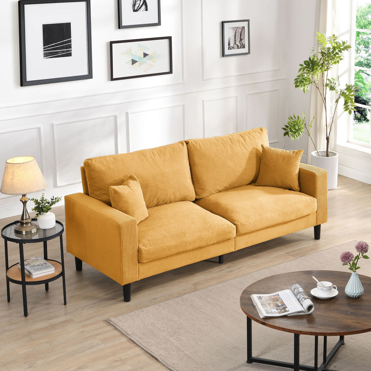 Modern Upholstered 3 Seat Sofa, High Resilience, photo 10 of 12